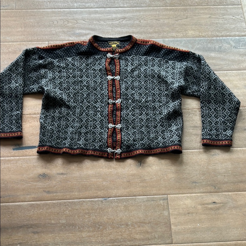 Vintage Volund Black and Brown Patterned Cardigan